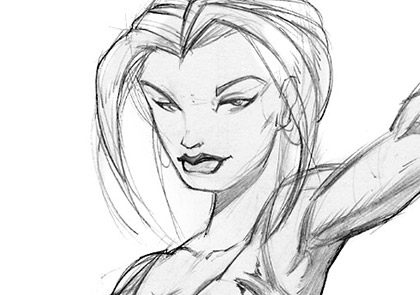 Hero lady pose sketch